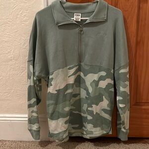 Victoria secret pink zip sweatshirt camouflage light sea green
